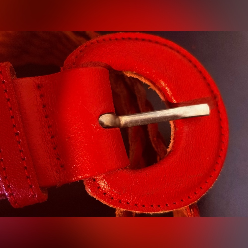 Vintage Capezio Red Braided Leather Belt;Size:M/L - Picture 7 of 9